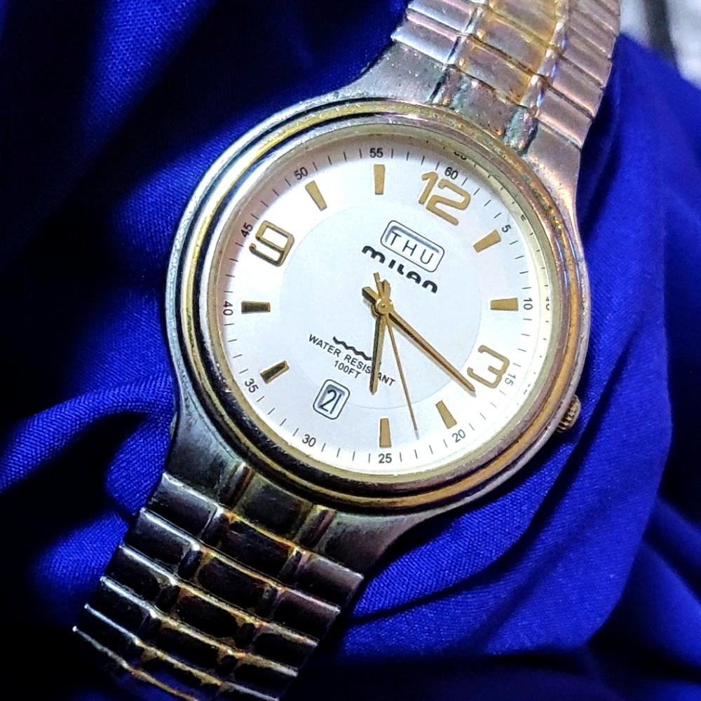 Milan vintage day date water resistant men's watch